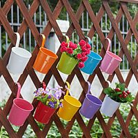 Wall Hanging Metal Flower Pots Colorful Flower Holder Balcony Hanging Pot With Detachable Hook Window Garden Fence Supplies Lightinthebox - thumbnail
