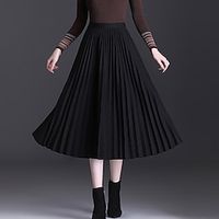 Women's Skirt A Line Midi Pleated Black Blue Khaki Coffee Skirts Pleated Pocket Elegant Fashion Office  Career Street Winter One-Size Lightinthebox - thumbnail