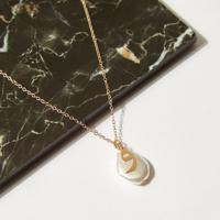 Baroque Pearl Arabic Letter Pendant Necklace with Lobster Clasp Closure