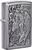 Zippo 49442-087183 207 Skull and Angel Emblem Design Street Chrome Windproof Lighter