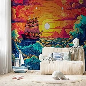 Landscape Wallpaper Mural Colorful Seascape Wall Covering Sticker Peel and Stick Removable PVCVinyl Material Self AdhesiveAdhesive Required Wall Decor for Living Room Kitchen Bathroom Lightinthebox