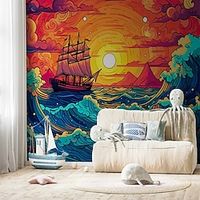 Landscape Wallpaper Mural Colorful Seascape Wall Covering Sticker Peel and Stick Removable PVCVinyl Material Self AdhesiveAdhesive Required Wall Decor for Living Room Kitchen Bathroom Lightinthebox - thumbnail