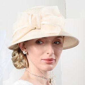 Hats Fiber Bowler  Cloche Hat Bucket Hat Straw Hat Casual Tea Party Elegant Sun Protection With Bowknot Headpiece Headwear Lightinthebox