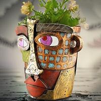 Abstract Face Pot, Artistic Pots, Colorful Pots, Face Pots, Unique Planters For Home, Creative Planters For Home, Fun Planters For Plants Flowers Home Lightinthebox