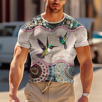 Men's T shirt Tee Graphic Bird Crew Neck Clothing Apparel 3D Print Outdoor Daily Short Sleeve Print Fashion Designer Vintage Lightinthebox