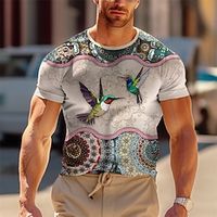 Men's T shirt Tee Graphic Bird Crew Neck Clothing Apparel 3D Print Outdoor Daily Short Sleeve Print Fashion Designer Vintage Lightinthebox - thumbnail