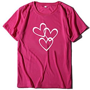 Women's Valentine's Day Painting Couple T shirt Heart Print Round Neck Basic Tops Green Blue Pink Lightinthebox