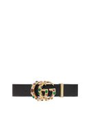 Crystal Double G Leather Belt Crystal Double G Leather Belt