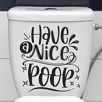 1pcs Bathroom Sticker English Slogan Cartoon Toilet Sticker Toilet Decoration Self-Adhesive Paper Toilet Beautify Toilet Sticker. Lightinthebox