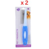Pet King Stainless Steel Round Teeth Pin Comb for Dogs and Cats - 20.5X4CM (Pack of 2)