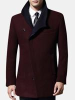 Mens Thick Woolen Trench Coat - thumbnail