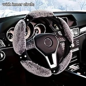 Car Plush Steering Wheel Cover Plush Artificial Diamond Fashion Winter Essential Car Interior Accessories For Women miniinthebox