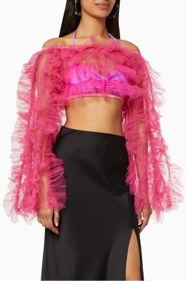 Sugar Bay Frill Mesh Cropped Top Sugar Bay Frill Mesh Cropped Top