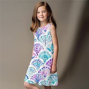 Kids Girls' Dress Graphic Floral Sleeveless Outdoor Casual Fashion Cute Daily Polyester Above Knee Casual Dress A Line Dress Tank Dress Summer Spring 3-12 Years Pink Blue Green Lightinthebox