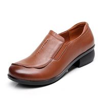 Leather Casual Square Heel Outdoor Slip On Soft Flat Loafers