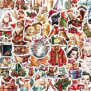 50pcs Christmas Stickers Merry Christmas Stickers Santa Claus Stickers Roll Winter Holiday Round Xmas Label Tag Sticker For Christmas Gift Boxes Presents Cards Envelopes Decor miniinthebox