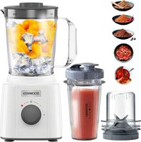 Kenwood Blender 350W Smoothie Blender/Smoothie Maker Blend-Xtract™ (Effortless and Efficient Blending for Nutritious Blends) 1L with Multi Mill (Grinder/Chopper), Smoothie2Go Bottle BLP31.D0WG White