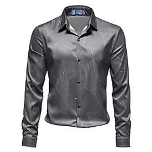 Men's Shirt Graphic Long Sleeve Casual Tops Fashion Black Dark Gray miniinthebox