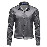 Men's Shirt Graphic Long Sleeve Casual Tops Fashion Black Dark Gray miniinthebox - thumbnail