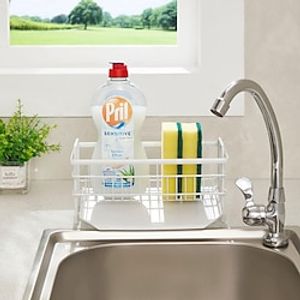 Kichen Sink Caddy Sponge Holder 304 Stainless Steel, Quick Drain Spout Organizer Basket for Over Rack Counter Cleaning and Scrub Tool Dishcloth Lightinthebox