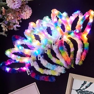 Rabbit Ear Decor Headband Luminous Headwear Led Lights Rabbit Flashing Costume Hair Hoop Halloween Party Hair Accessories miniinthebox