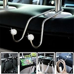 Universal Seat Back Organizers Hook Bling Diamond Car Headrest Bag Hangers Strong Durable Auto Back Seat Storage Hooks miniinthebox