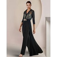Jumpsuit Pantsuit Mother of the Bride Dress Formal Wedding Guest Party Elegant Shirt Collar Tea Length Chiffon Lace 34 Length Sleeve with Split Front Flower 2023 Lightinthebox Jumpsuit Pantsuit Mother of the Bride Dress Formal Wedding Guest Party Elegant Shirt Collar Tea Length Chiffon Lace 34 Length Sleeve with Split Front Flower 2023 Lightinthebox