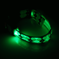 Dog LED Personalised Collar Polyester Pet Light-up Flashing Glow Safety S M L XL