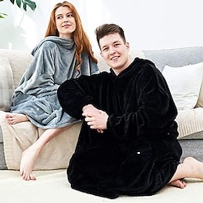 Adults' Oversized Hoodie Blanket Wearable Blanket With Pocket Plain Onesie Pajamas Flannel Cosplay For Men's Women's Christmas Animal Sleepwear Cartoon Festival  Holiday Costumes Lightinthebox