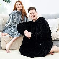 Adults' Oversized Hoodie Blanket Wearable Blanket With Pocket Plain Onesie Pajamas Flannel Cosplay For Men's Women's Christmas Animal Sleepwear Cartoon Festival  Holiday Costumes Lightinthebox - thumbnail
