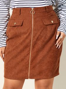 YOINS Plus Size Zipper Design Skirt