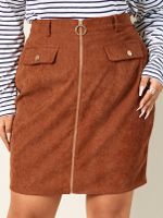 YOINS Plus Size Zipper Design Skirt - thumbnail