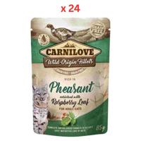Carnilove Pheasant Enriched With Raspberry Leaves For Adult Cats (Wet Food Pouches) 24x85g