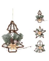 Homesmiths Christmas Wreath Rattan 25cm Pink Assorted 1 Piece