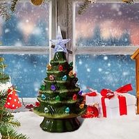 19cm Christmas Tree Colorful Hand-painted Ceramic Christmas Tree Holiday Party Decorative Lights Christmas Gift 1PC Lightinthebox - thumbnail