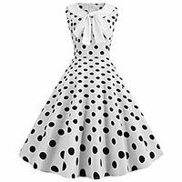 Women's A Line Dress Knee Length Dress White Blue Red Blushing Pink Brown Sleeveless Polka Dot Summer Boho Polka Dot S M L XL XXL Lightinthebox - thumbnail