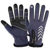 Winter Gloves Bike Gloves Cycling Gloves Touch Gloves Winter Full Finger Gloves Anti-Slip Touchscreen Thermal Warm Waterproof Sports Gloves Road Cycling Outdoor Exercise Cycling  Bike Fleece Navy Lightinthebox - thumbnail