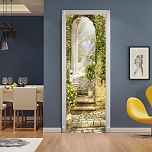 3D 2pcs Self-adhesive Creative Door Stickers Living Room Bedroom Diy Decorative Home Waterproof Wall Stickers 77x200cm Lightinthebox