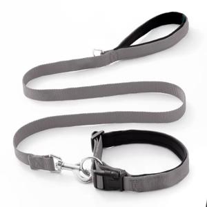 Helepet Nylon Dog Leash Collar Set Grey Medium