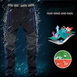 Men's Fleece Lined Pants Softshell Pants Patchwork Winter Outdoor Thermal Warm Windproof Breathable Water Resistant Bottoms Elastic Waist Dark Grey Navy Blue Fleece Camping  Hiking  Caving S M L XL Lightinthebox