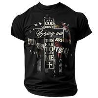 Quotes Sayings God Cross Letter Print Men's Graphic 100% Cotton Shirt Vintage Shirt Short Sleeve Comfortable Tee Summer Fashion Designer Clothing Lightinthebox - thumbnail