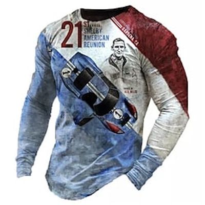 Men's T shirt Tee Tee Graphic Car Crew Neck Clothing Apparel 3D Print Outdoor Casual Long Sleeve Print Vintage Fashion Designer Lightinthebox