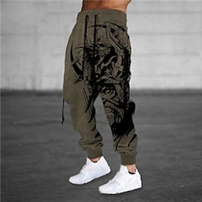 Men's Sweatpants Joggers Trousers Drawstring Elastic Waist 3D Print Animal Graphic Prints Eagle Comfort Sports Outdoor Casual Daily Cotton Blend Streetwear Designer White Brown Micro-elastic Lightinthebox