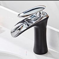 Waterfall Bathroom Sink Mixer Faucet, Mono Wash Basin Single Handle Basin Taps with Hot and Cold Hose Monobloc Vessel Water Brass Tap Deck Mounted miniinthebox - thumbnail