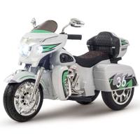 Megastar Ride on Police power Thunder Kids Battery Operated Bike 12 v for Kids, Racing Kids Bike with Light & Musi-White