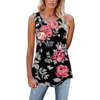 Women's Tank Top Floral Casual Holiday Print Black Sleeveless Fashion Round Neck Summer Lightinthebox