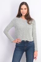 Womens Long Sleeves Knitted Sweatshirt  Light Green - thumbnail