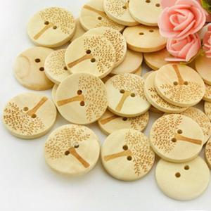 100Pcs Wooden Tree Sewing Buttons