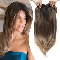 18 Inch Hair Topper Long Layered Hair Toppers for Women Synthetic Hair Toppers for Women with Thinning Hair 3 Tone Rich Brown with Dark Root Fiber Wiglets Ladies Toppers Hair Pieces for Women Lightinthebox