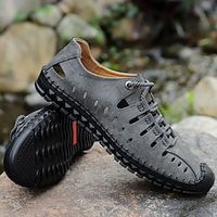 Men's Sandals Boat Shoes Flat Sandals Leather Sandals Outdoor Hiking Sandals Casual Beach Daily Beach Hiking Shoes Walking Shoes Leather Microfiber Breathable Gray Summer miniinthebox - thumbnail